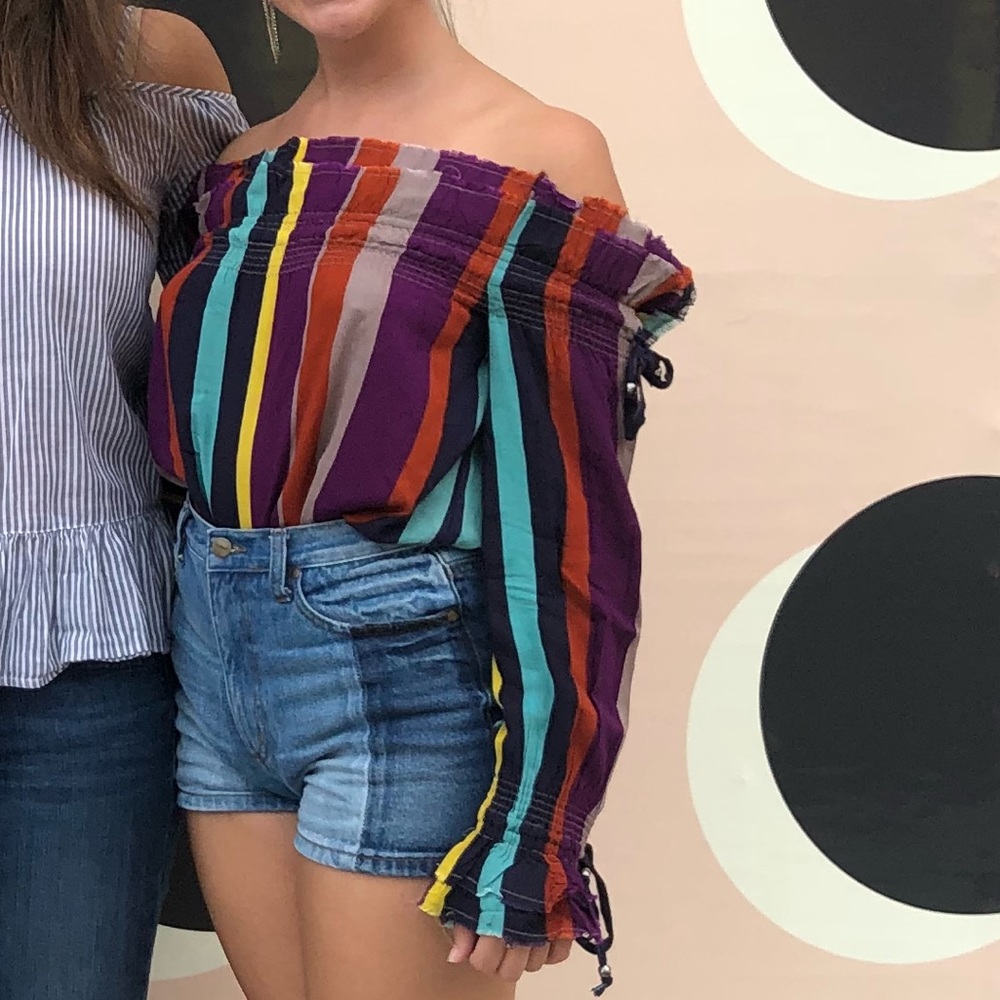 Striped Bardot Top